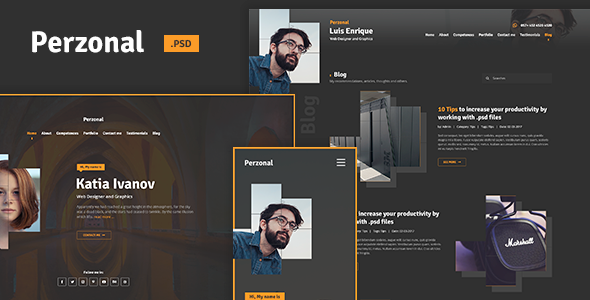 Perzonal - Resume, CV, Portfolio, Blog. PSD Template
           TFx Kirk Confucius