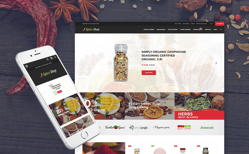 Spice Shop - Seasonings and Herbs Store Responsive Magento Theme TMT Everett Garen