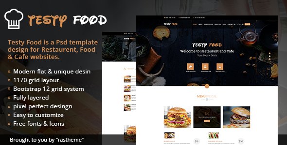Testy Food - Cafe, Bar, Food & Restaurant PSD Template TFx Vahagn Christopher