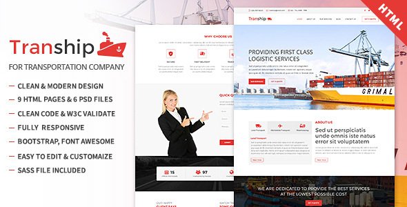 Tranship - Shipping / Logistics / Transportation / Responsive HTML Template
           TFx Avery Ern