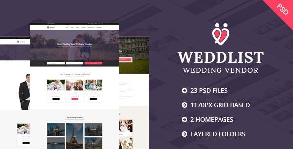 Weddlist - Wedding Vendor Directory PSD Template
           TFx Lavern Syd