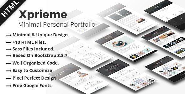 Xprieme - Minimal Personal Portfolio HTML Template. TFx Aiden Mick