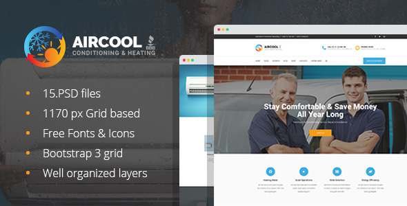 AirCool - Conditioning And Heating PSD Template - Business Corporate TFx Clay Tim