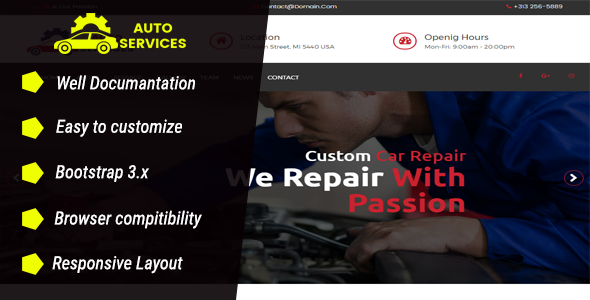 Auto - Repair Services Responsive HTML website template - Miscellaneous Specialty Pages TFx Winslow Tristin