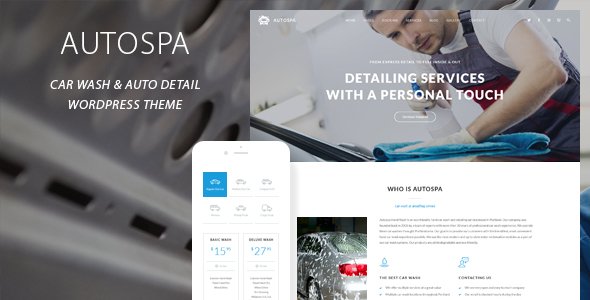 Auto Spa - Car Wash Auto Detail WordPress Theme TFx Topher Buddha