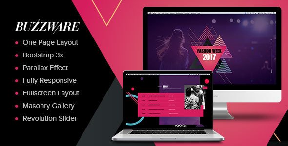 Buzzware - Fashion Week & Beauty Event focused Creative One Page HTML5 Responsive Website Template - Fashion Retail TFx Kelcey Susilo