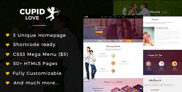 CUPID LOVE - Dating Website HTML5 Template - Business Corporate TFx Aiden Wilf