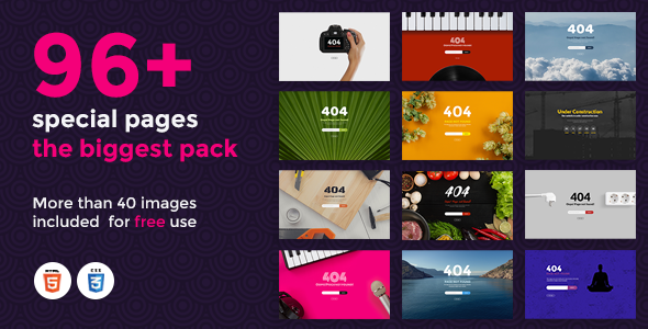 Coming Soon and 404 Special Pages Multipurpose Pack - Specialty Pages Site Templates TFx Quintilian Everette