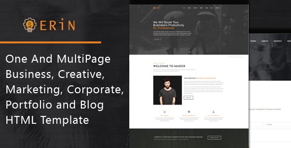 Erin - One and Multipage Creative, Business, Corporate Agency and Personal Portfolio HTML Template - Creative Site Templates TFx Graham Quanah