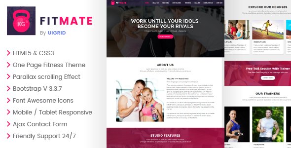 FITMATE - Fitness Studio HTML Bootstrap Theme – Parallax - Health & Beauty Retail TFx Edwin Wilfrid