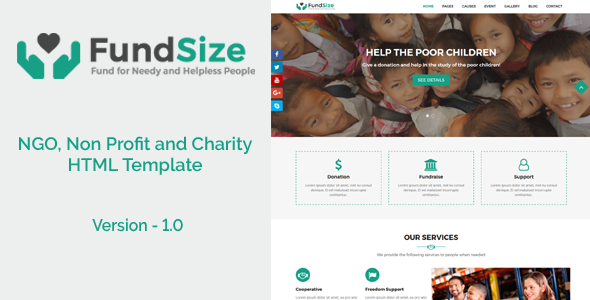FundSize - NGO, Non Profit and Charity HTML Template - Nonprofit Site Templates TFx Blake Davy