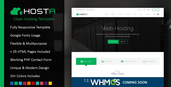 Hostr - Awesome Clean Hosting Responsive Template - Hosting Technology TFx Grayson Shayne