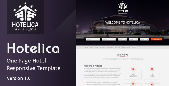 Hotelica - One Page Hotel Responsive Template TFx Temple Delroy