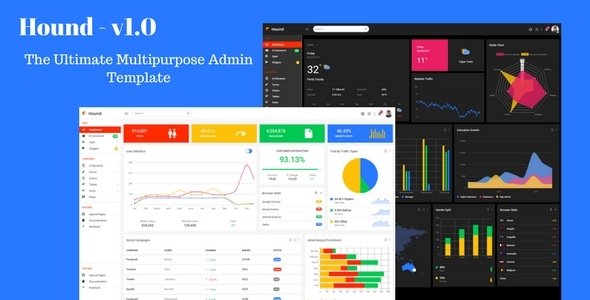 Hound - The Ultimate Multipurpose Admin Template - Admin Templates Site Templates TFx Stanislas Philip