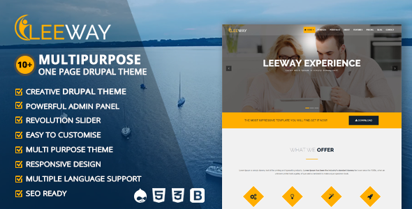 Leeway - Multipurpose One Page Drupal Theme - Creative Drupal TFx Putu Foster