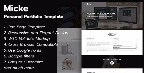 Micke - Personal Portfolio Template - Personal Site Templates TFx Izzy Kaneonuskatew