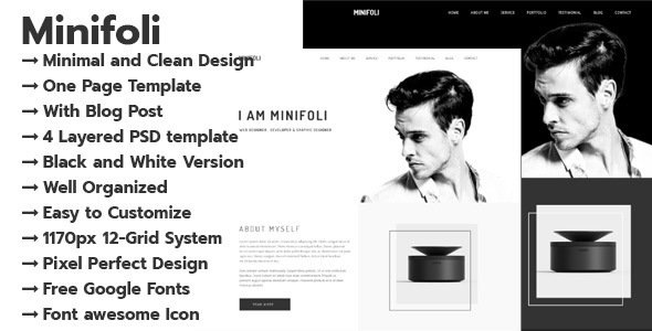 Minifoli - Personal Portfolio PSD Template - Portfolio Creative TFx Wendell Red