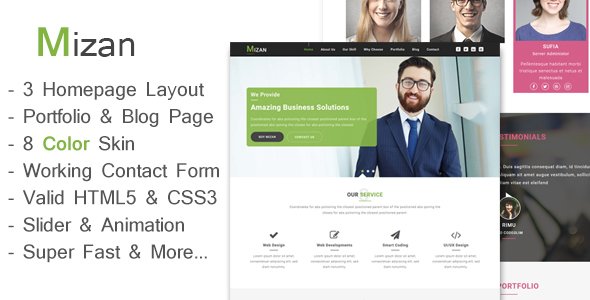 Mizan - One Page Business And Corporate HTML Template - Business Corporate TFx Cahaya Mordikai