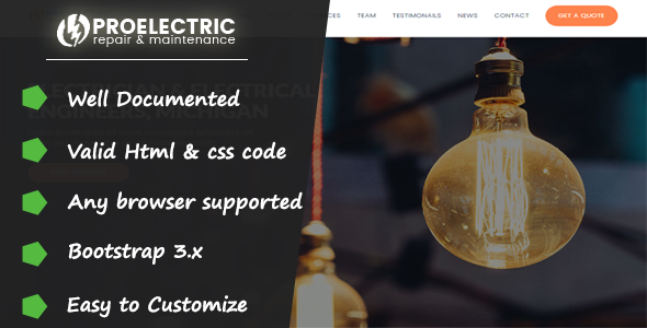 PROELECTRIC - Responsive HTML Template TFx Hiroto Joby