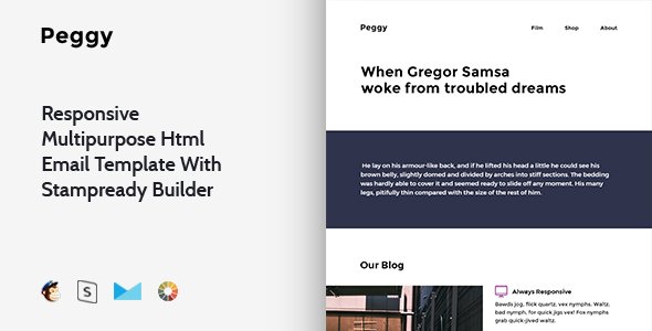 Peggy – Responsive Multipurpose Email Template + Stampready Builder - Email Templates Marketing TFx Grigor Yoshirou