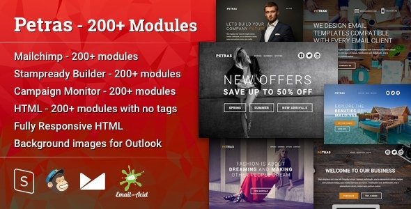 Petras - Responsive Email Template with Mailchimp Editor, StampReady Builder & Online Composer - Newsletters Email Templates TFx Garret Stacy