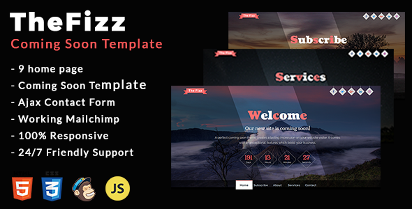 TheFizz - Coming Soon Template - Under Construction Specialty Pages TFx Malcom Naoki