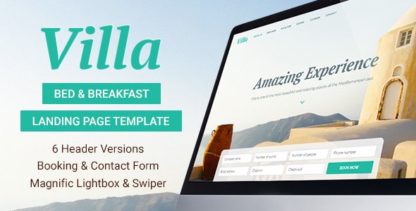 Villa - Bed & Breakfast Landing Page Template TFx Zeke Freddie