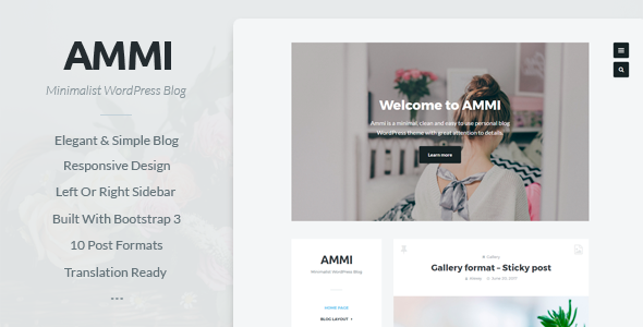 Ammi - Minimalist WordPress Blog - Personal Blog / Magazine TFx Slamet Aputsiaq