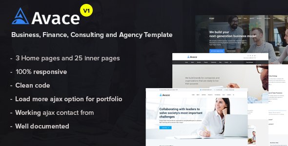 Avace - Business, Finance, Consulting and Agency Template - Corporate Site Templates TFx Giles Fredric