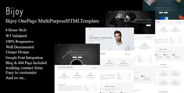 Bijoy - OnePage MultiPurpose HTML Template - Creative Site Templates TFx Harvey Sampson