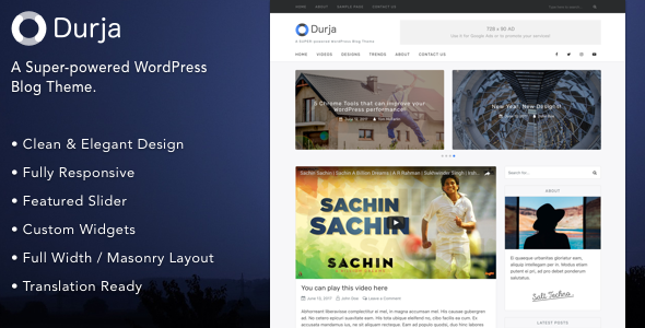 Durja - A Responsive WordPress Blog Theme - Personal Blog / Magazine TFx Trevelyan Saburo
