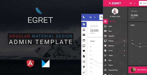 Egret - Angular 4 Material Design Admin Template - Admin Templates Site Templates TFx Yuda Mervin