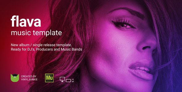 Flava - Album / Single Release Promo and DJ / Music Band Responsive Muse Template - Personal Muse Templates TFx Audley Kawacatoose