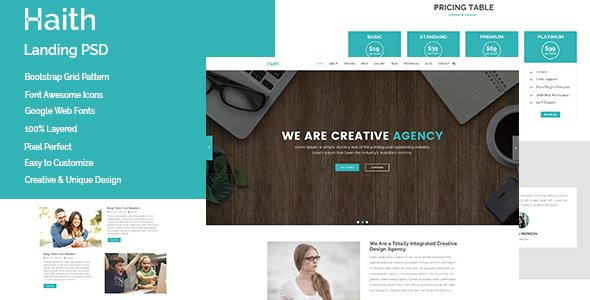 Haith Landing Page PSD Template - Portfolio Creative TFx Steph Fredric