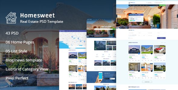 Homesweet - Real Estate PSD Template - Corporate PSD Templates TFx Cletis Auberon