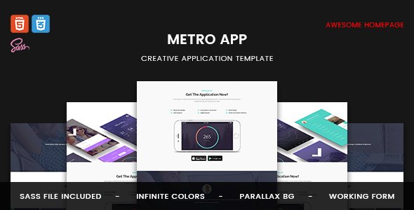 Metro App - Marketing Landing Page HTML5 Template - Technology Site Templates TFx Vartan Rollo