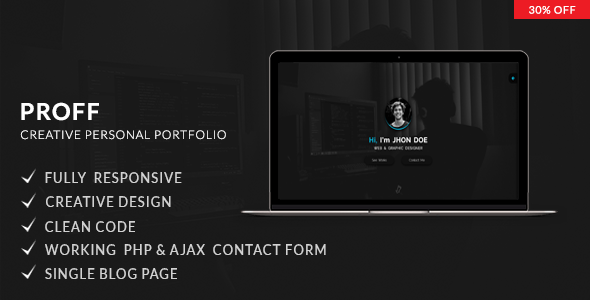 Proff | Creative One Page Personal Portfolio Template - Portfolio Creative TFx Takumi Hovo