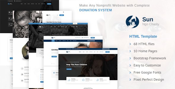 Sun - Charity Template for Nonprofit, Fundraising and NGO Organizations - Nonprofit Site Templates TFx Monty Berny