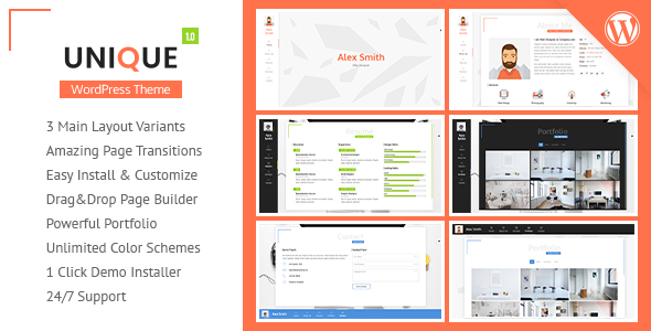 Unique - Resume, vCard & CV Theme - Portfolio Creative TFx Layton Jimmy