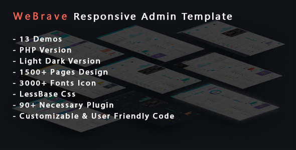 WeBrave Admin Responsive Multi-Purpose HTML Template - Admin Templates Site Templates TFx Wade Ross