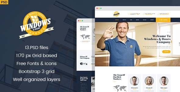 Windows&Doors - Manufacturing PSD Template - Business Corporate TFx Triston Quincy