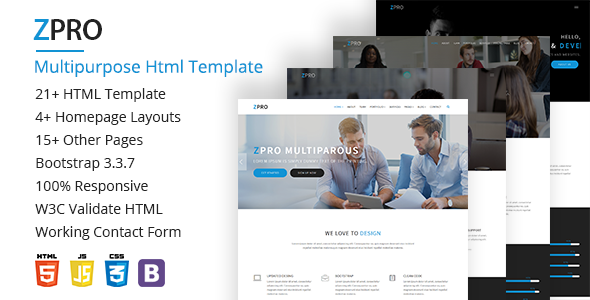 ZPRO Multipurpose HTML5 Template - Corporate Site Templates TFx Elijah Katsurou
