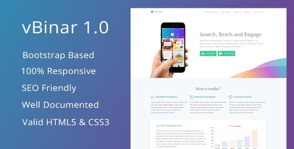 vBinar - App Landing Page - Site Templates  TFx Marmaduke Bennett