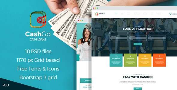 CashGo - Fast Loan Financial Company PSD Template - Business Corporate TFx Ryouichi Merlin