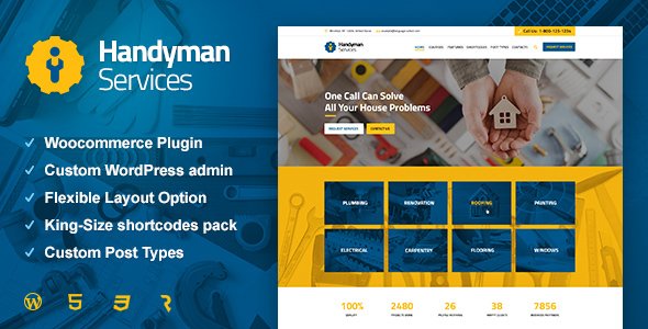 Handyman Services - Construction & Renovation WordPress Theme - Business Corporate TFx Kameron Tom