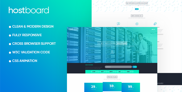 HostBoard Responsive One Page Hosting Template - Landing Muse Templates TFx Bridger Mikey