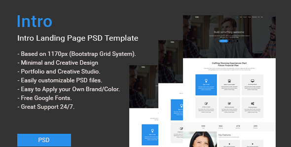 Intro Landing Page PSD Template - Marketing Corporate TFx Kenith Quinton