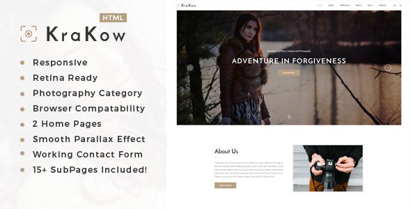 Krakow - Photography HTML Template - Photography Creative TFx Voski Preston