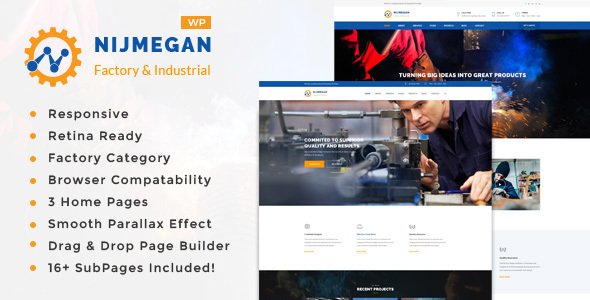 Nijmegan - Factory, Engineering Company, Industrial Business WordPress Theme - Business Corporate TFx Radclyffe Jo