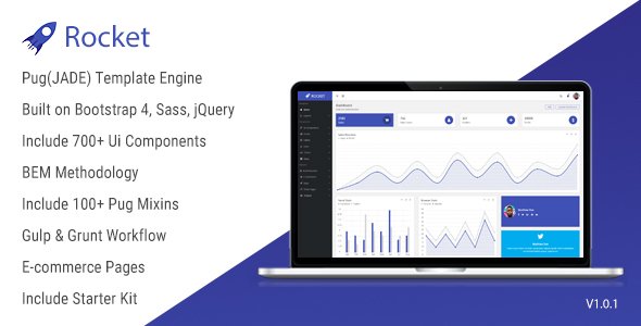 Rocket - Bootstrap 4 Admin Template + Pug(JADE) Template Engine + BEM - Admin Templates Site Templates TFx Jewell Marshall